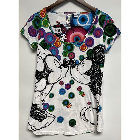 Desigual Disney World Top Women's Small Colorful Minnie & Mickey Mouse Abstract - Picture 1 of 10